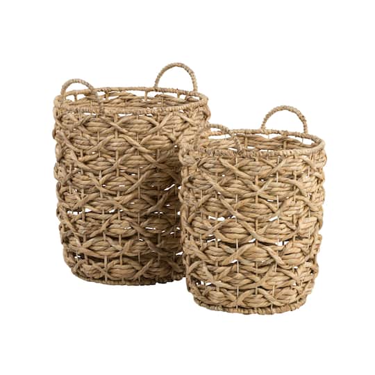 Honey Can Do Natural Round Decorative Wicker Basket Set